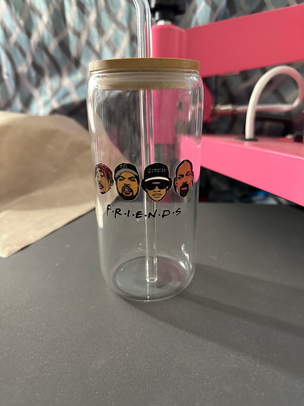 Image of FRIENDS 16 oz glass can cup