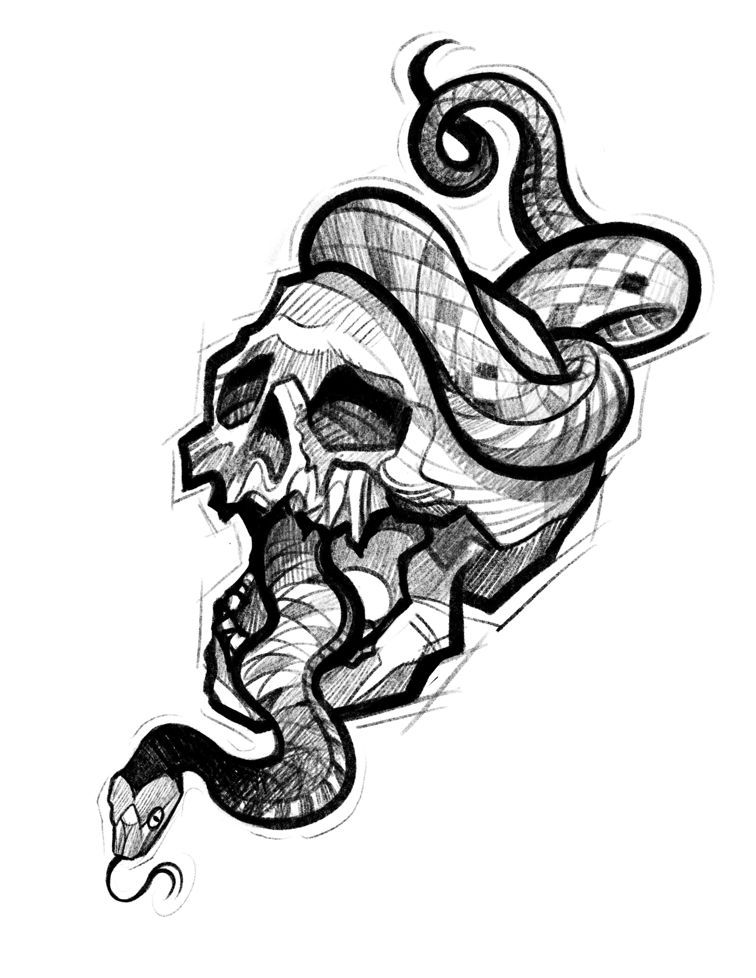 Snake Skull (sketch style) - $150 flat rate special