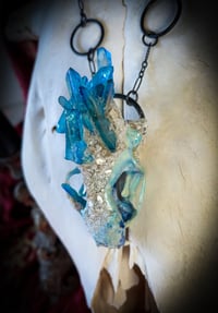 Image 5 of Blue Quartz Embellished Mink Skull - Necklace 