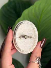 Image 1 of .925 SS PERIDOT FLOWER RING ADJUSTABLE SIZES 5-12