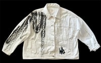 Image 1 of “SIDE EYE” CUSTOM PAINTED CROP DENIM JACKET LARGE