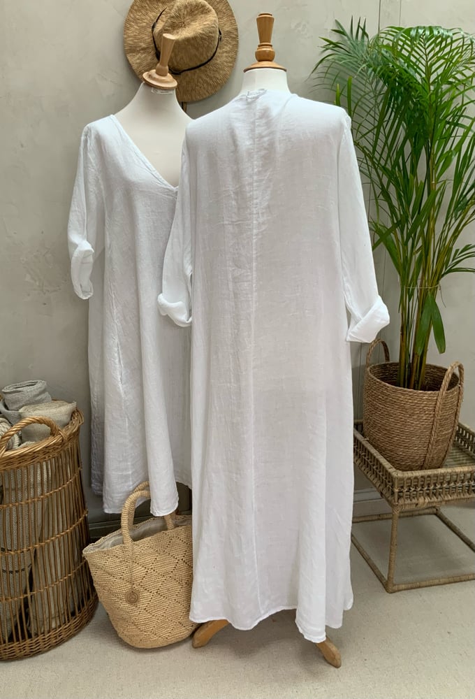 Image of Robe En Lin Alizé Blanche Longue