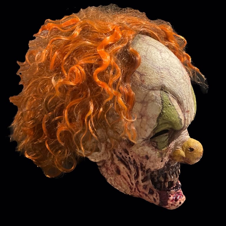 Laughing Leo - wearable latex half mask with orange hair Image 2