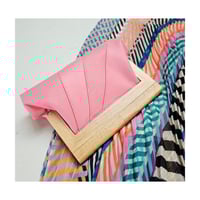 Image 4 of Pink Leather & Timber Clutch  