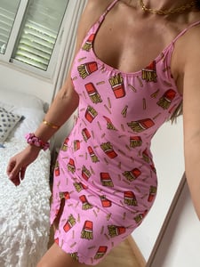 Image of Mini Slip Dress In Pink French Fries Print