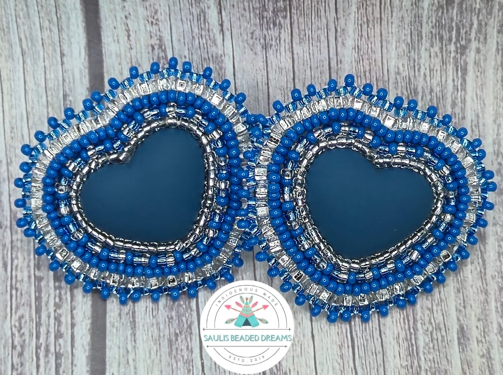 Image of Blue Heart Stud Earrings 