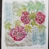 Image 2 of Pansies with Maple Leaves 