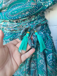 Image 6 of Pefkos co ord sarong set Turquoise tassels 