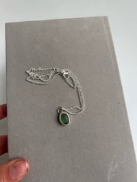 Image 3 of Deep Green Sea Glass Pendant on 18” chain