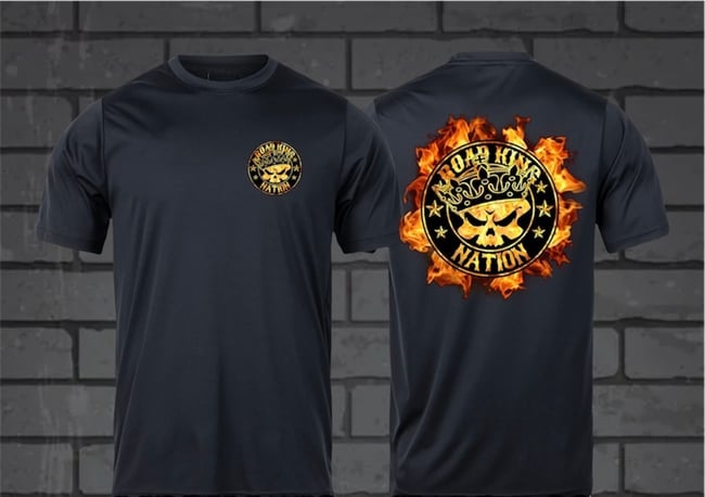 Road King Nation burning Skull T-Shirt