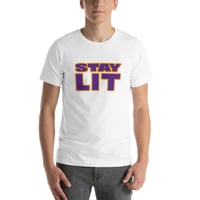 Image 3 of STAY LIT PURPLE/ORANGE Short-Sleeve Unisex T-Shirt