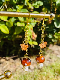 Brown Mushroom Butterfly Earrings