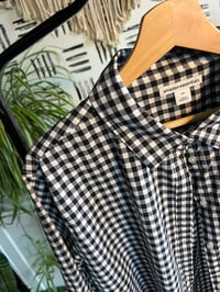Image 2 of gingham check button down blue 