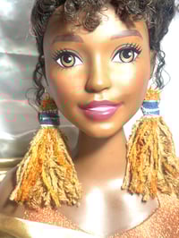 Image 1 of Fuzzy denim tassels 