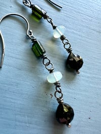 Image 4 of green tourmaline and opal earrings