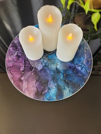 Image 3 of 14" Lazy Susan Turntable Epoxy Resin Art 'The Moon'