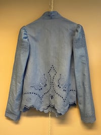 Image 9 of Blue puff sleeve shirt (small)