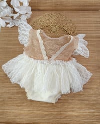 Image 4 of Newborn girls photoshoot outfit | Rosalie | beige | cream | photo props