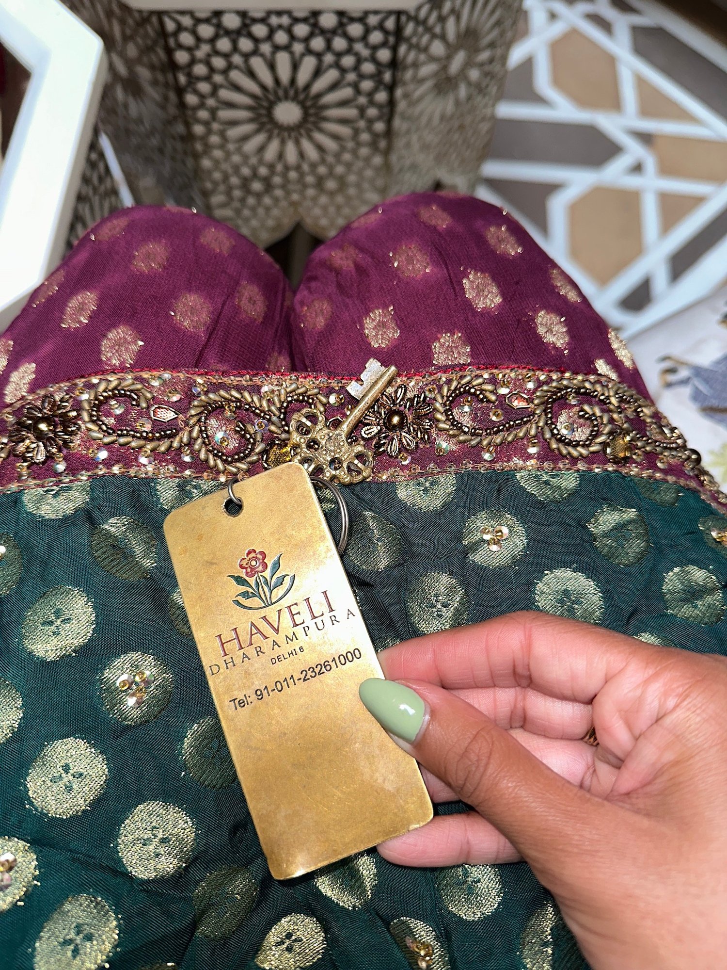 Image of TWO-TONE INDIAN FOIL PRINTED SALWAR KAMEEZ (L)