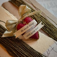 Image 1 of Large Spun Cotton Heart Pin (with bow and key)