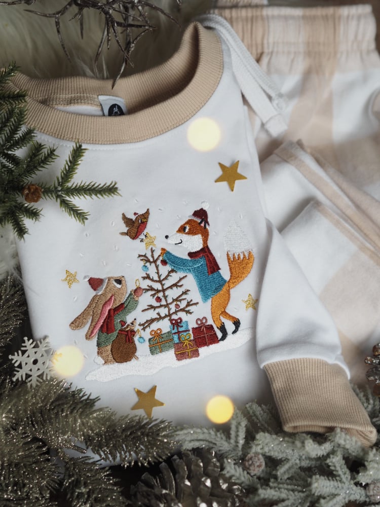 Image of BIG FITTING/SIZE DOWN Beige checked pjs - The Little Fir Tree 