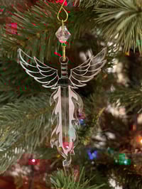 Flaming Sword Engraved Acrylic Ornament