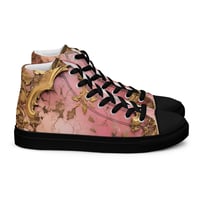 Image 16 of Pastel Pink Tattered Texture Gold Goth Lolita Baroque Inspired Women’s high top canvas shoes