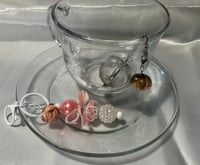 Image 2 of Pink Rose Custom Tea Strainer & Keychain Set