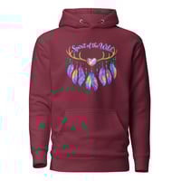 Image 4 of Unisex Hoodie, Spirit Of The Wild Western Antlers Feathers Hoodie