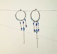 Image 1 of Blue Hoops with glass beads
