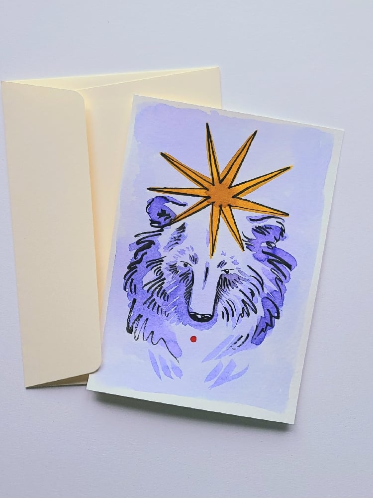 Image of Carte illustrée originale étoile ours à l'étoile