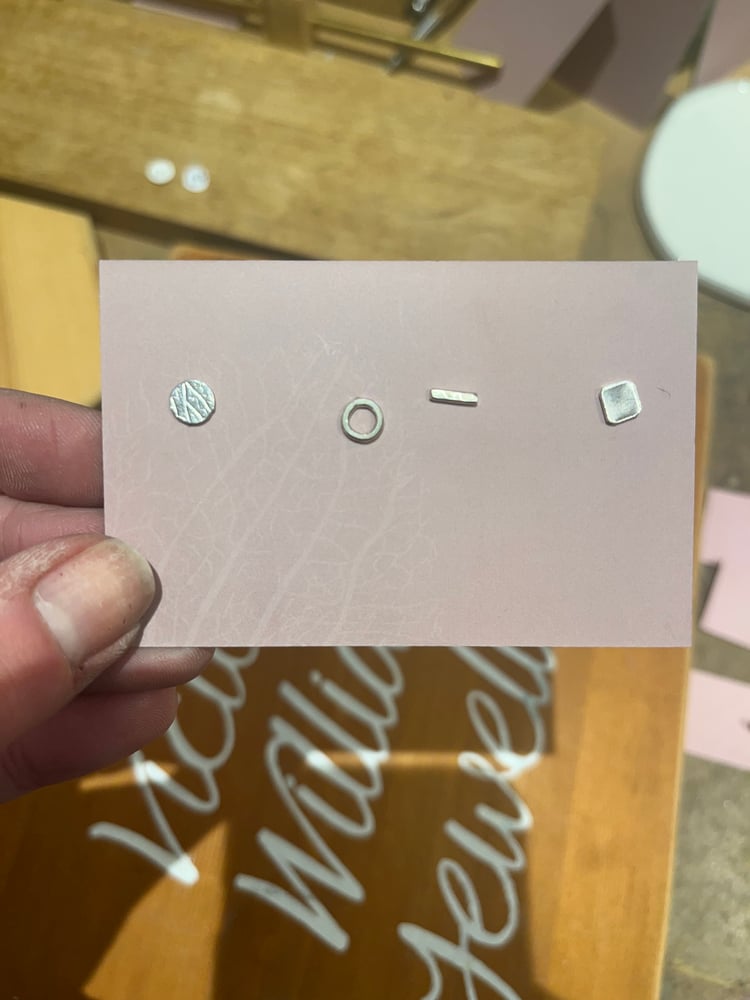 Image of Mix and match stud earrings, recycled sterling silver