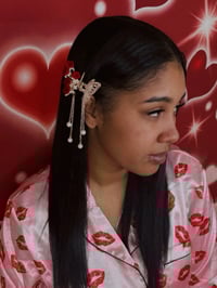 Image 1 of Silver Red Roses Butterfly Claw Clip 