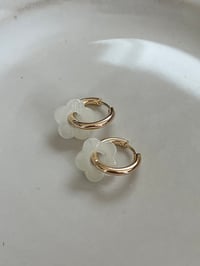 Image 1 of White Flower Huggies 18k Gold Plated