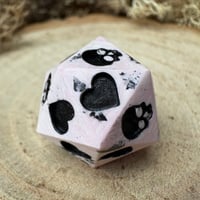 Image 3 of Pink and Black Death Save D20 Dice for Dungeons and Dragons