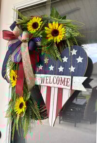 Image 2 of Patriotic Sunflower Welcome Wreath 