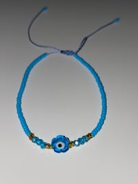 Image 2 of Blue flower evil eye bracelet 