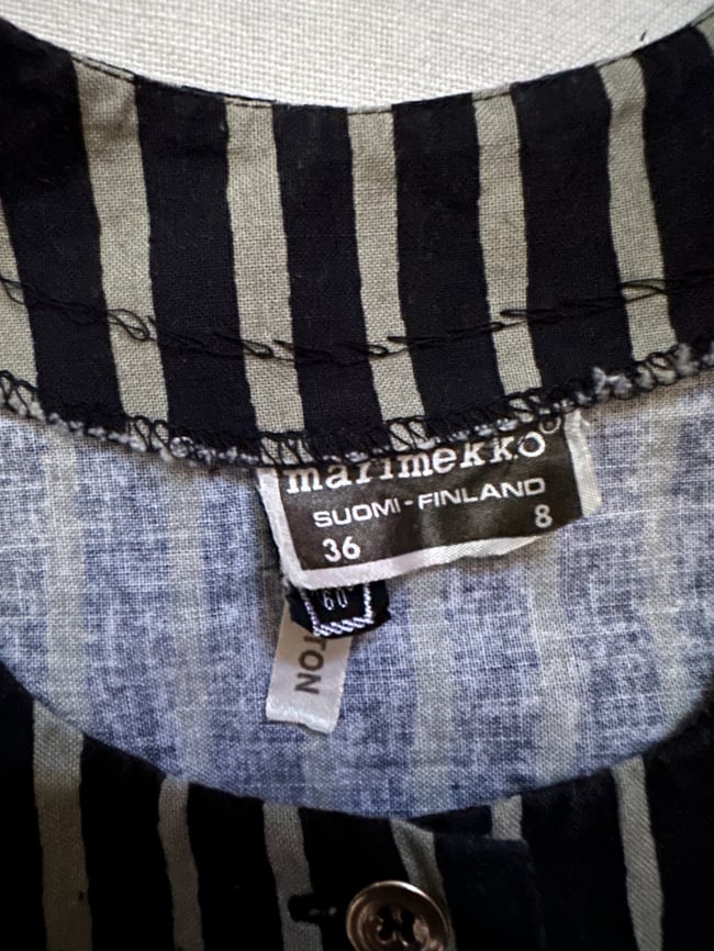 1970s Marimekko stripe flutter sleeve dress 