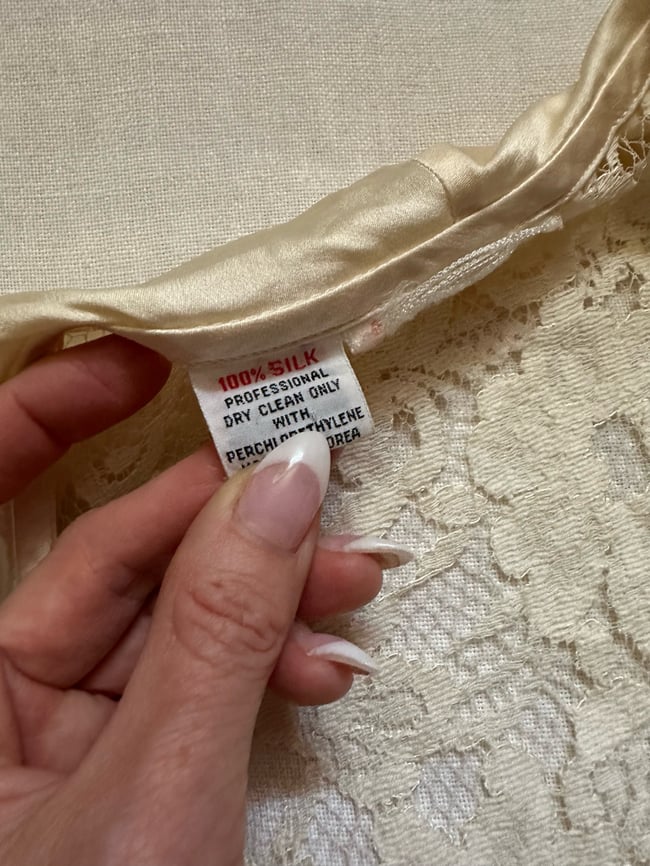 70s cream silk and lace blouse