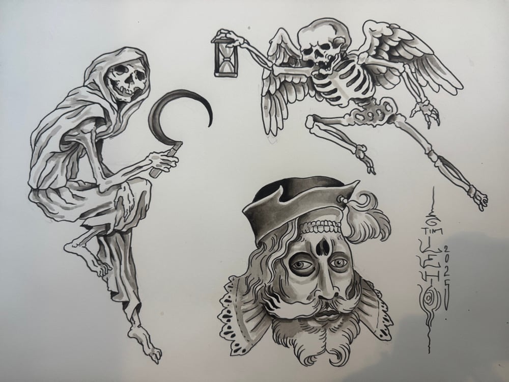 Image of Tim Lehi “Reaper Wolf Book Page #120” Painting