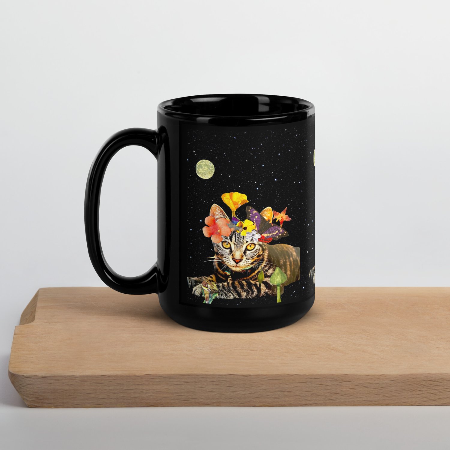 Image of Frida Cat-lo - Black Glossy Mug - 2 Size Options 