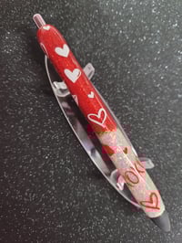 Image 5 of Red&White Glitter Heart Gel Pen