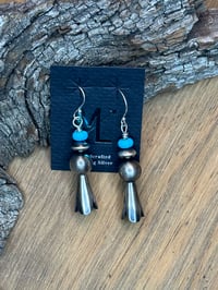 Image 1 of 10mm Sterling Silver Pearl Kingman Blossom Drop Earrings