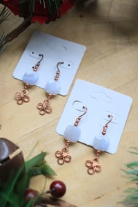 Image 1 of Chalcedony Copper + Clover Earrings