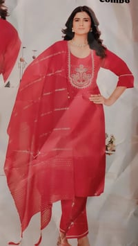 Image 2 of KSV81104-3Pcs Soft Roman Silk Kurtha Set