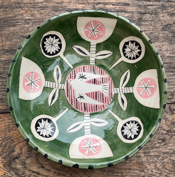 Image of Medium earthenware handbuilt and decorated bowl
