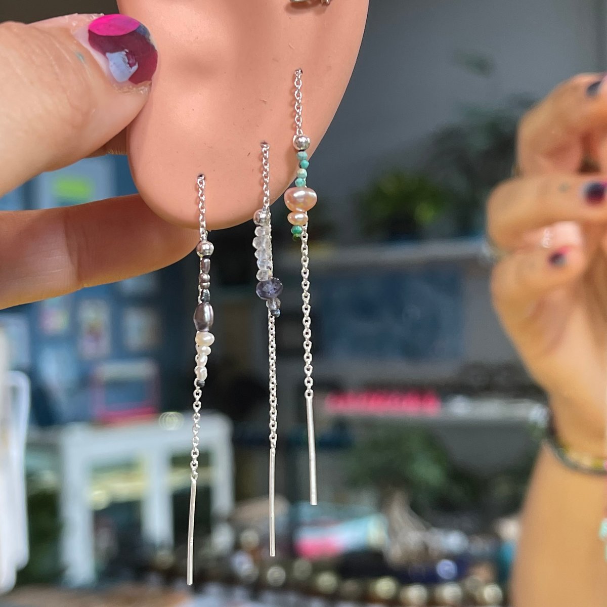 Image of Gemstones thread earring