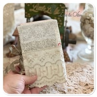 Image 8 of French shabby Chic tattered  Sewing Book/Needle book with lace samples