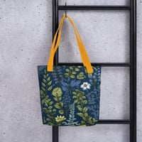 Image 2 of Art Nouveau Inspired Blue Boho Floral Sketch Tote Bag