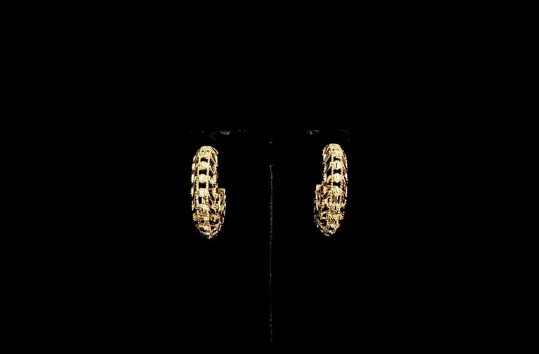 Image of Gold Designed Pierced Earrings 